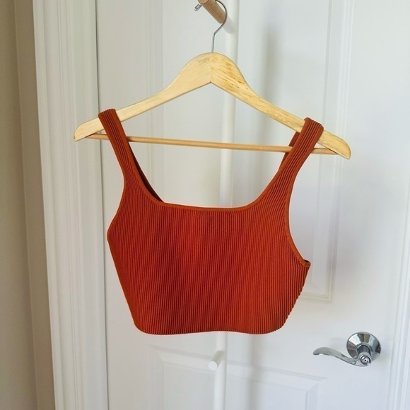 Aritzia Babaton Burnt Orange Ribbed Crop Top - Picture 3 of 5